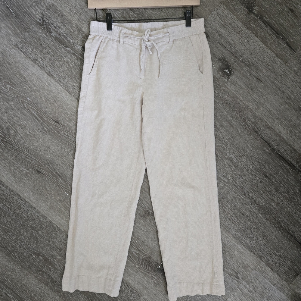 Talbots The Easy Drawstring Cotton Linen Pants Size 2P